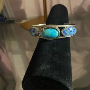 Chic Silver Bracelet with Blue Accents